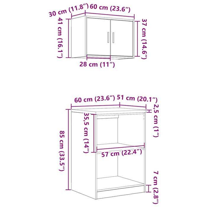 VidaXL Garage Cabinets 2 Pcs Sonoma Oak Engineered Wood, Garage Storage Cabinet, Storage Cabinet, Workbench 3328280