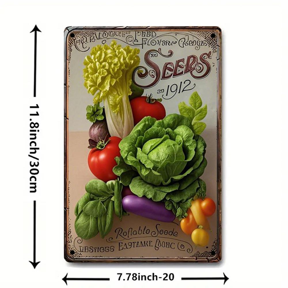 

Retro Vegetable Metal Sign x Funny Farm Wall Art Rustic Iron Plaque for Kitchen Farmhouse Patio and Garden Decor 20x30cm（7.8x11.8inch）