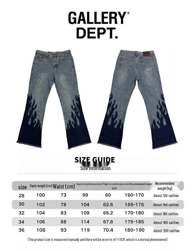 GALLERY DEPT Jeans Acampanados Retro Unisex Patchwork Desgastados con Lavado Salpicado