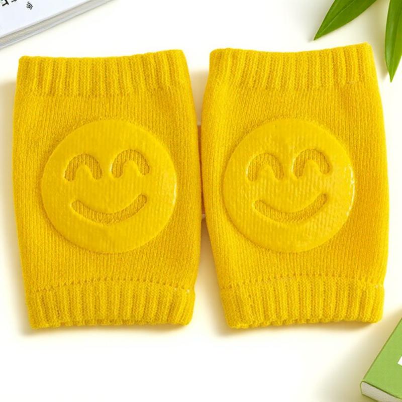 

Childrens Knee Pads Baby Non Slip Terry Socks Crawling Elbow Pads Cartoon Smiling Face Anti Slip Knee Guards жёлтый