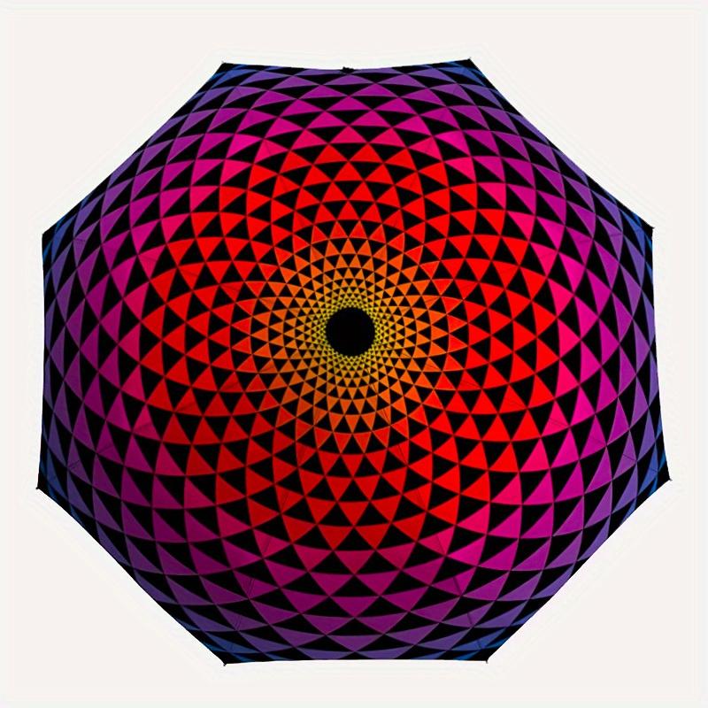 

1pc Triangular Pattern Automatic Umbrella - 8-Rib Foldable Design, Outdoor Adventures, and Family Celebrations y250829095