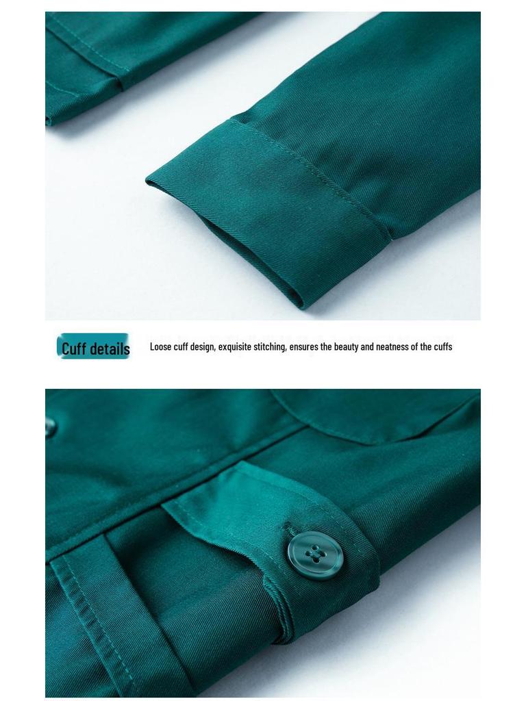 Women's Short Sleeve & Long Sleeve Dark Green Nurse Uniform Set