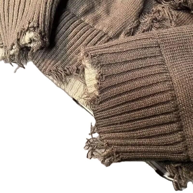 Unisex Japanischer Retro Zweiteiliger Stil Gerissener Strickpullover - Trendige, Lockere, Vielseitige Woll-Oberbekleidung