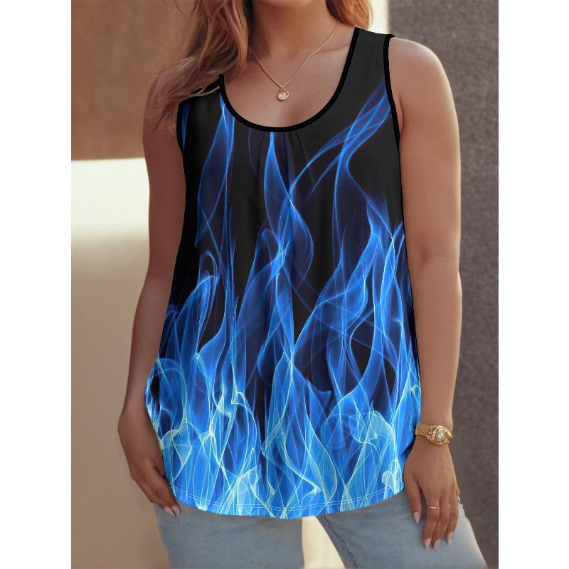 Loose Crew Neck Top Fashion Printed Sleeveless T-Shirts Women’s