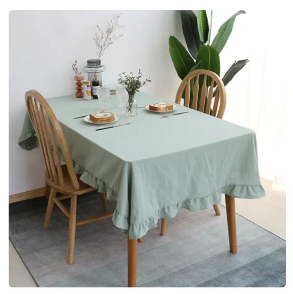 100% Cotton Table Cloth Washable Tablecloth For Wedding Party Dining Banquet Decoration Luxuriou Table Cover Flounce Stitching