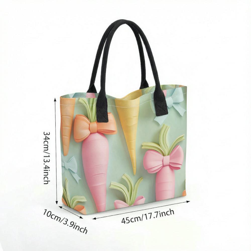 Cute Carrot Pattern Tote Bag Fashion Canvas Shoulder Bag for Daily Use
