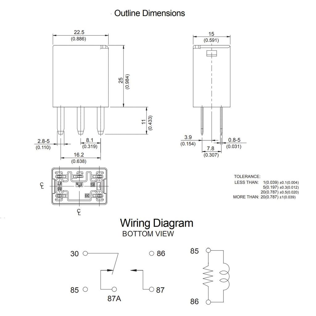 (Pack of 2) 301-1C-C-R1 U02 24VDC Automotive Relay 5 Pin