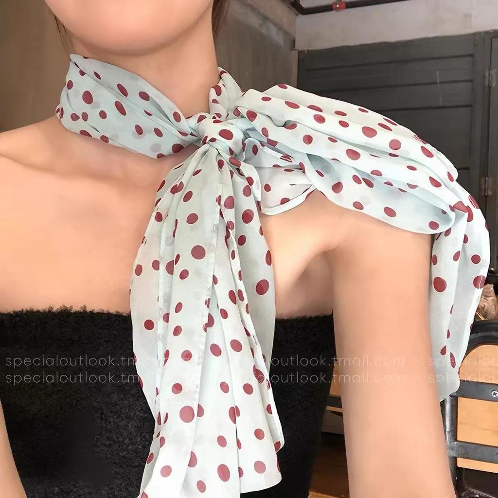 Brown Polka Dot Silk Scarf: Versatile 2025 Hair Tie & Neck Wrap Accessory