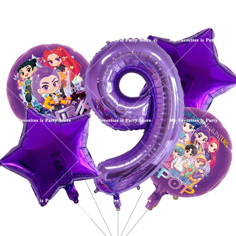Kpop Demon Hunters Children Birthday Party Decoration Ball Number Digit 1-10 Balloon Set Baby Shower Supplies Gift Toy s Round Sensory Compression