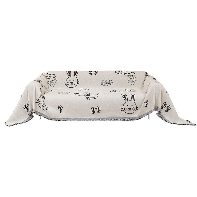 INS Simple Cartoon Sofa Towel Chenille Anti-Scratching Sofa Cover Cloth Four Seasons Universal Sofa Cover Cover Sofa Cover