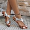 Summer Women's Roman Flats Sandals New Solid Color Simple Casual Sandals 43 Size Ladies Flip Flop Sandals Zapatos De Mujer