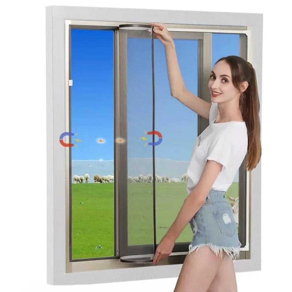Insect Proof Window Screen Breathable Mosquito Net Magnetic Curtain DIY Mesh Curtain  Window