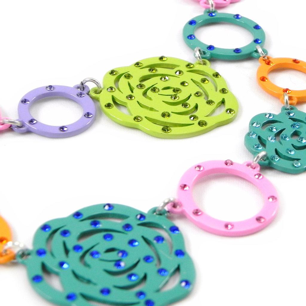 Les Trésors De Lily [H0803] - Orangegrüne Designer-Halskette „Camélia“.