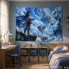 Starry Sky Moon Anime Warrior Aesthetic Tapestry Cool Fantasy Galaxy Cartoon Wall Hanging Bedroom Dorm Home Decor