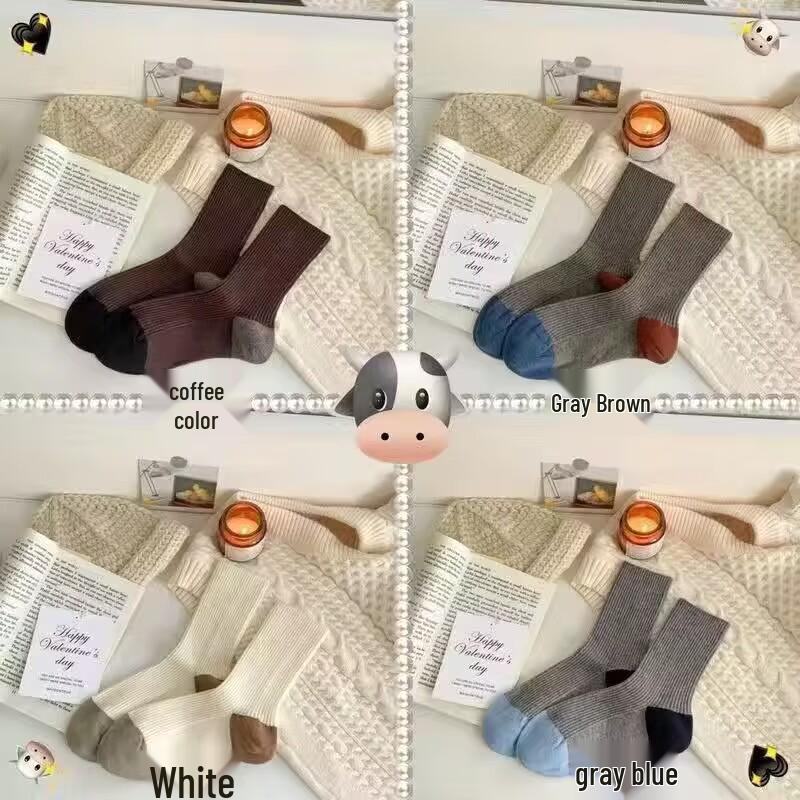 

Корейские модные ретро полосатые шерстяные носки: Теплый, Плотный, Универсальный, Однотонный, Стройнящий, Длина до середины икры One Size белый