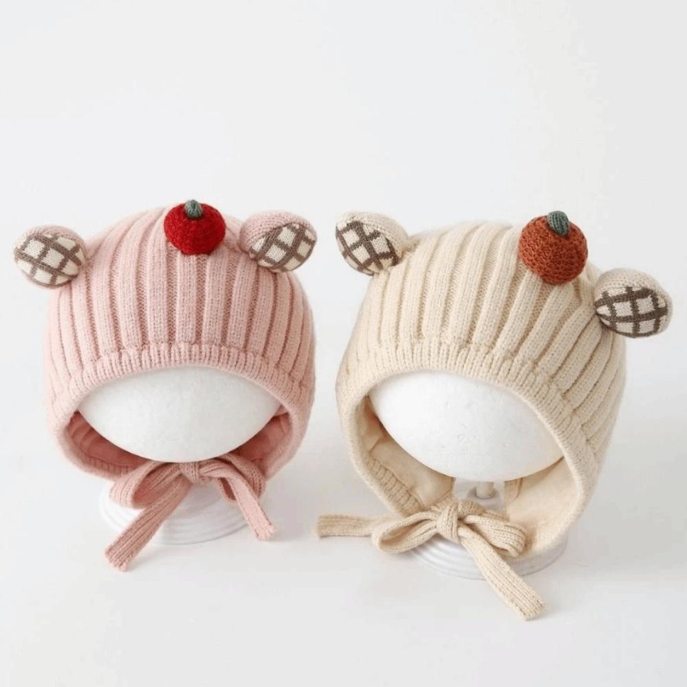 Cute Toddler's Plush Knitted Hat Cold-Resistant Kids Ear Protection Hat  Photography Props