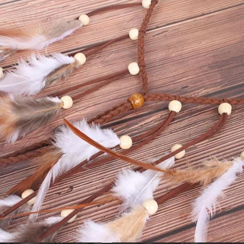 Adjustable Colorful Feather Tassel Headband Bohemian Beaded Hair Accessory for Party and Daily Wear