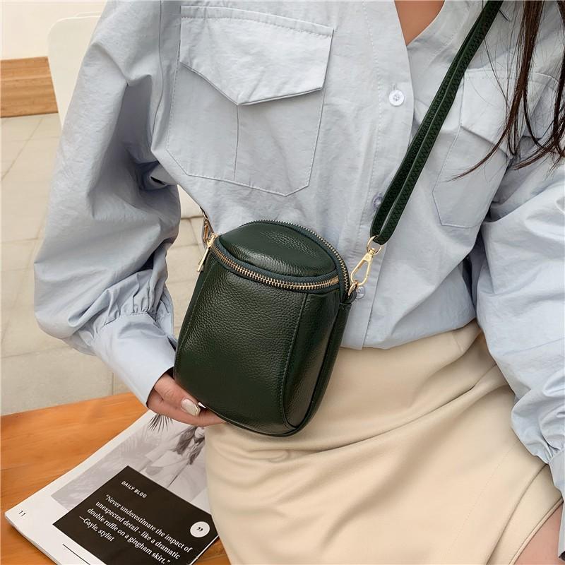 Fashion Leather Small Bag Women's New Versatile First-layer Cowhide Shoulder Messenger Bag Shell Bag Mobile Phone Bag