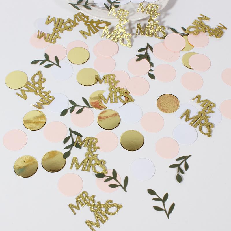 

100pcs Leaves Confetti Green Gold Pink Round Paper Confetti Wedding Birthday Party Decorations 100pcs