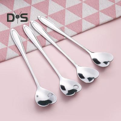 4 Teile/satz Schöne Blume Form Kaffee Löffel Lange Griff Ergonomische Edelstahl Dessert Löffel