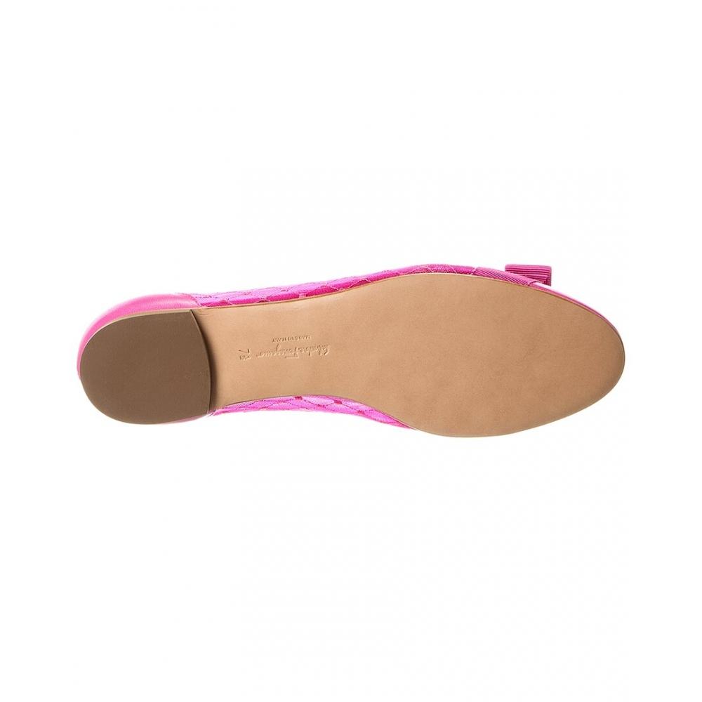 Salvatore Ferragamo Varina Mesh   Leather Flat Pink