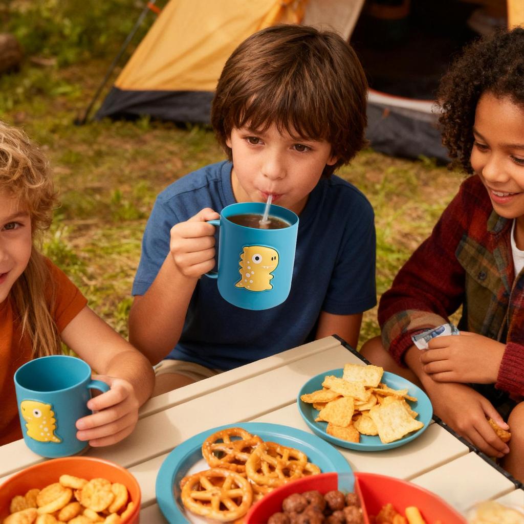 Bathroom Toothbrush Holder 400ml Dinosaur Unbreakable Drinking Portable Drinking Cup for Children Boys Girls Kids Toddler