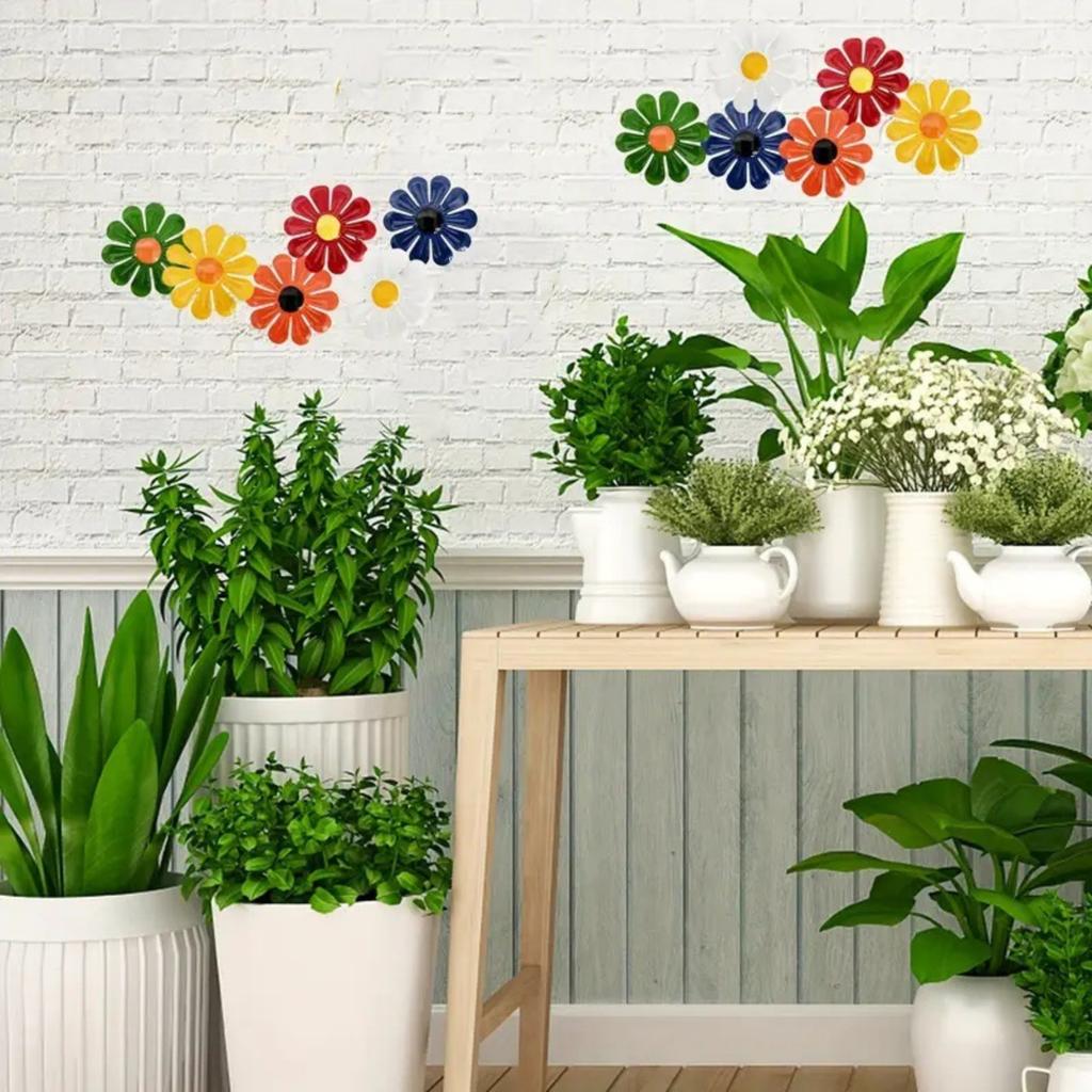 6PCS Metal Outdoor Wall Decoration Sunflower Decoration Ornaments