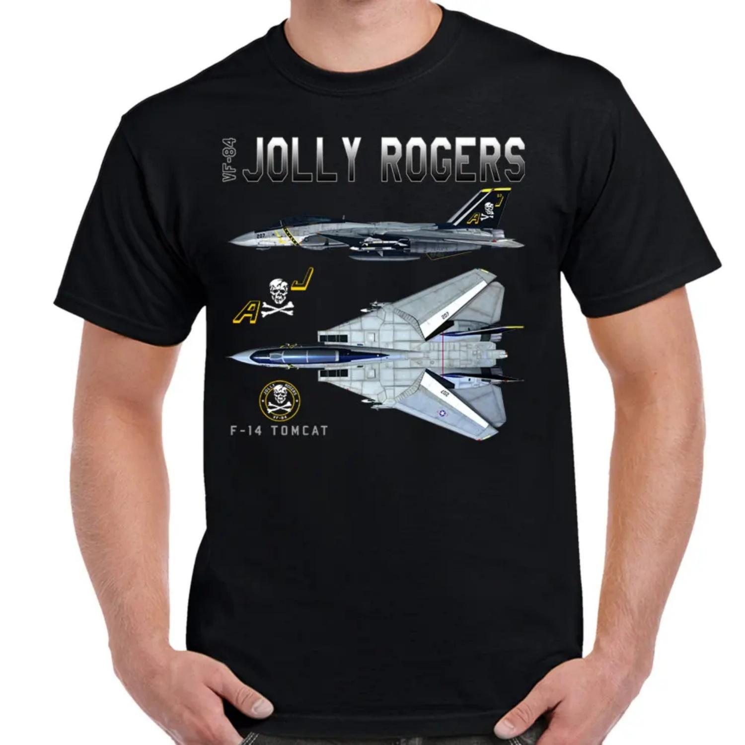 Naval VF-84 _Jolly Roger_ Fighter Squadron F-14 Tomcat Schematic T Shirt S