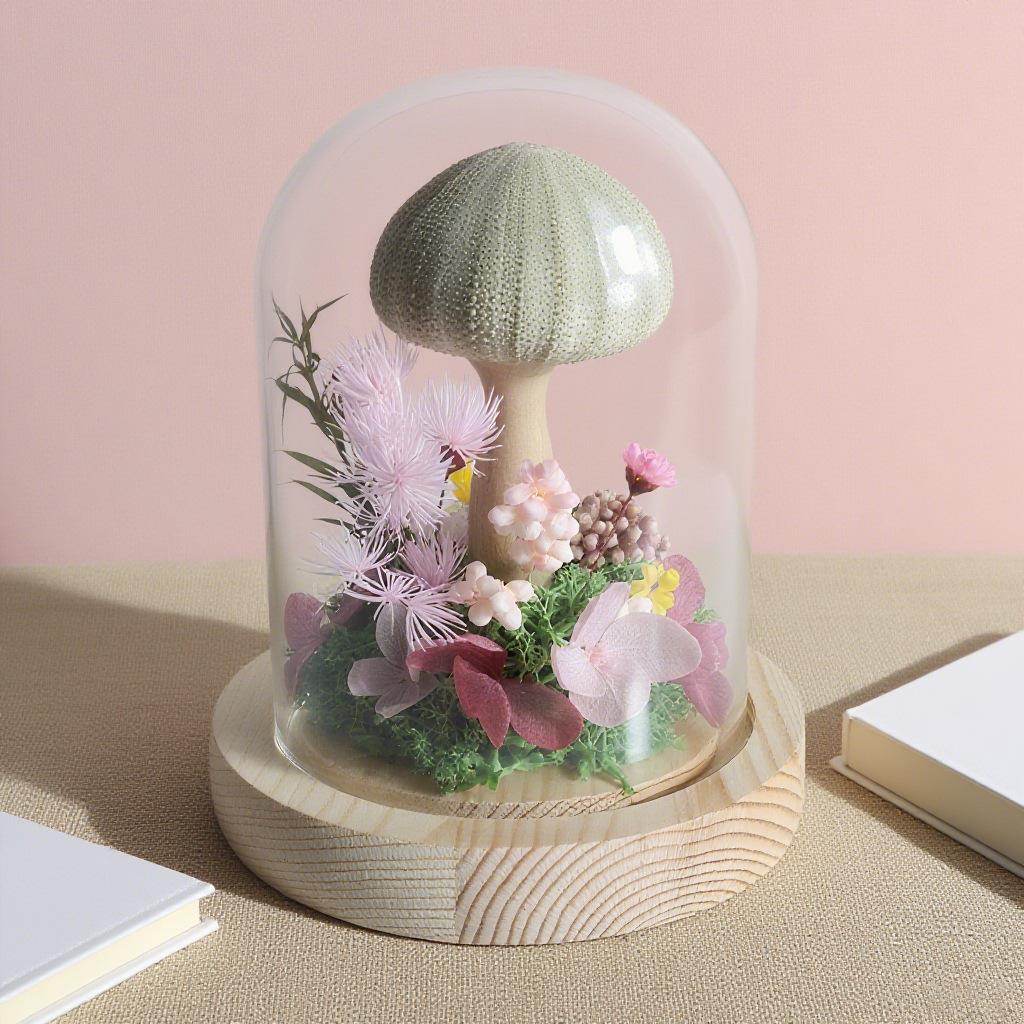 Eternal Flower Small Sea Urchin Glass Cover Valentine's Day Birthday Gift for Classmates, Girlfriends, Roses, Bouquet of Roses