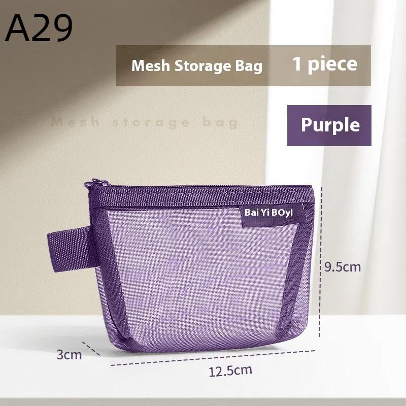 1Pc Portable Mini Zipper Mesh Storage Bag Coin Purse Small Square Mesh Coin Purse Travel Storage Carry Pouch With Zippered