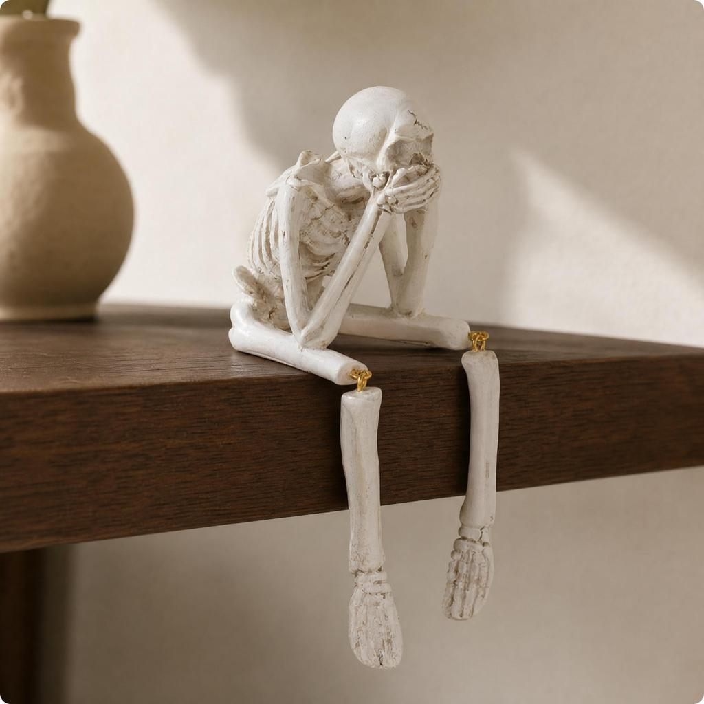 Resin Skeleton Figurine Halloween Hanging Leg Decoration Intricately Carved Statue for