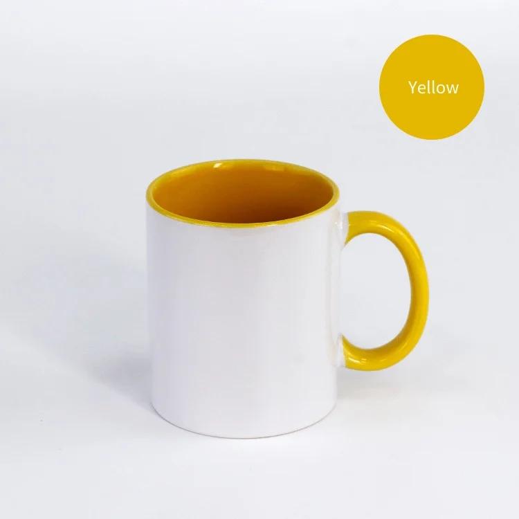 11oz Keramik Hitze Sublimation Rohling Farbe Tasse Herz Runder Griff Kaffee Tee Tasse Benutzerdefiniertes Logo Bild Drucken