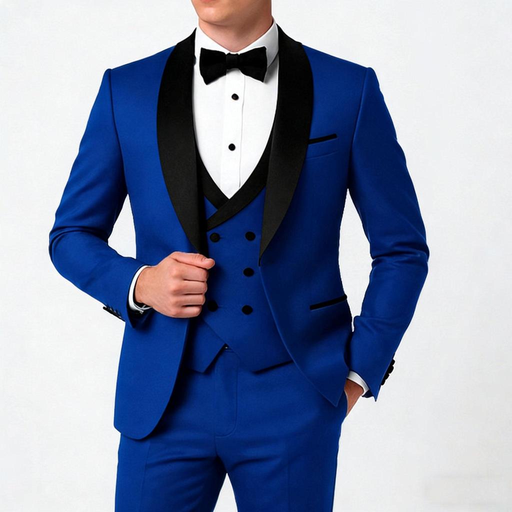 White Suits for Men Black Shawl Lapel 3 Pieces Jacket Pants Vest Wedding Banquet Business Male Clothing Slim Fit Blazers Sets