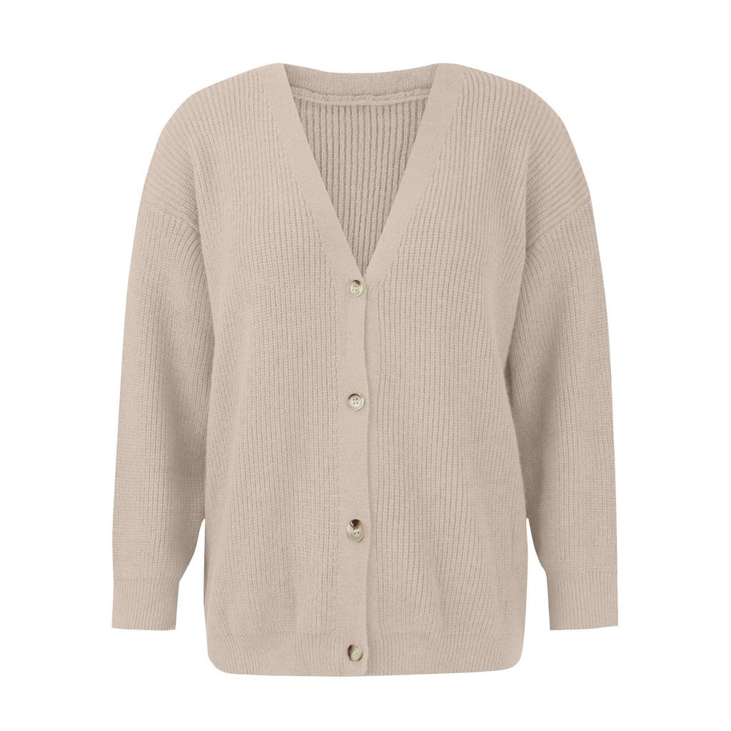 Women's Cardigan Front Oversized Buttons Lightweight Sweater V Neck Long Sleeve Loose Cardigan Knitwear