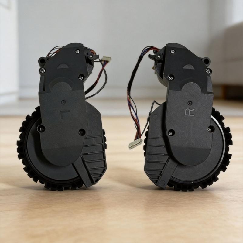 Robot Vacuum Wheel Assembly Pair, Black ABS Left and Right Drive Modules Designed to Replace Both Worn Drive-Wheel Assemblies Together