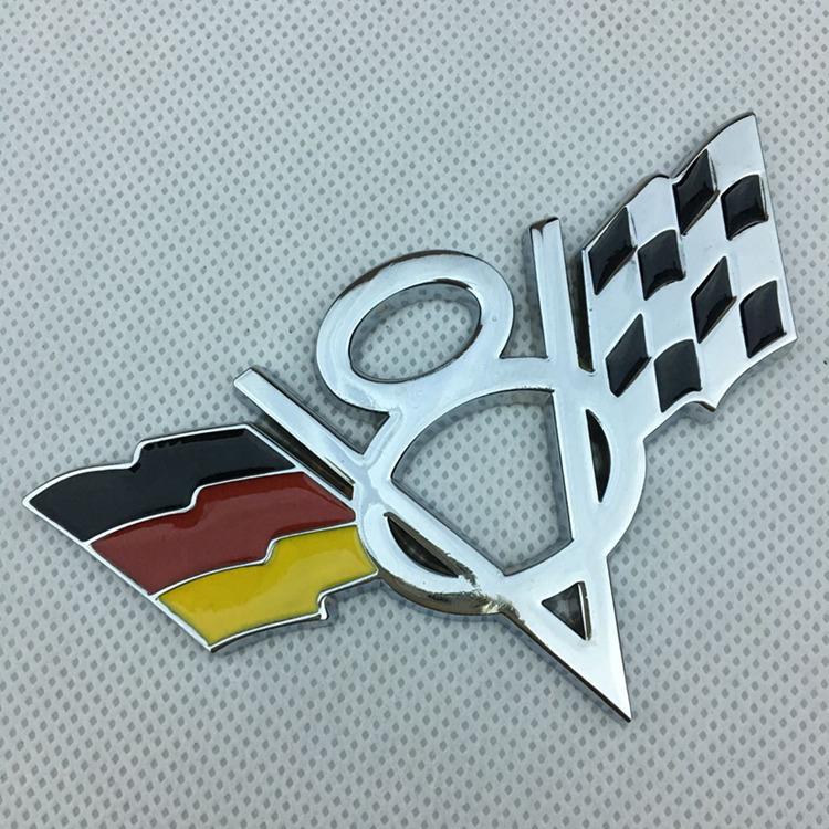 Chevrolet Dodge JEEP Rear Decal V8 Flag Metal Car Sticker