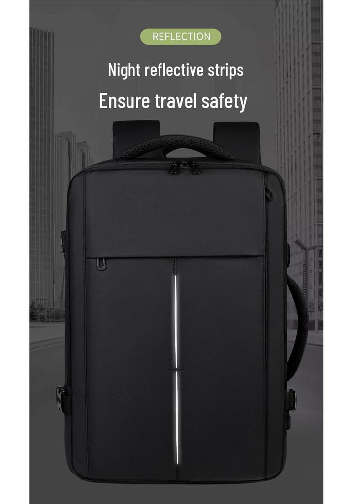 Men's Large Capacity Expandable Leather Backpack: Water-Repellent, Multi-Functional Laptop Bag