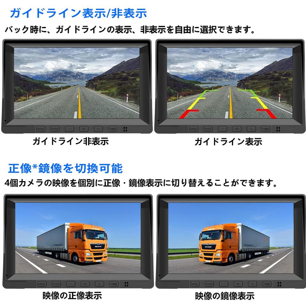 Rückfahrkamera-Monitor Rückfahrkamera-Monitor mit Dual 1080P IPS LCD Dual Videoaufnahme Kompatibel mit 9V bis Herstellergarantie-Set, 7-Zoll-Kameras,