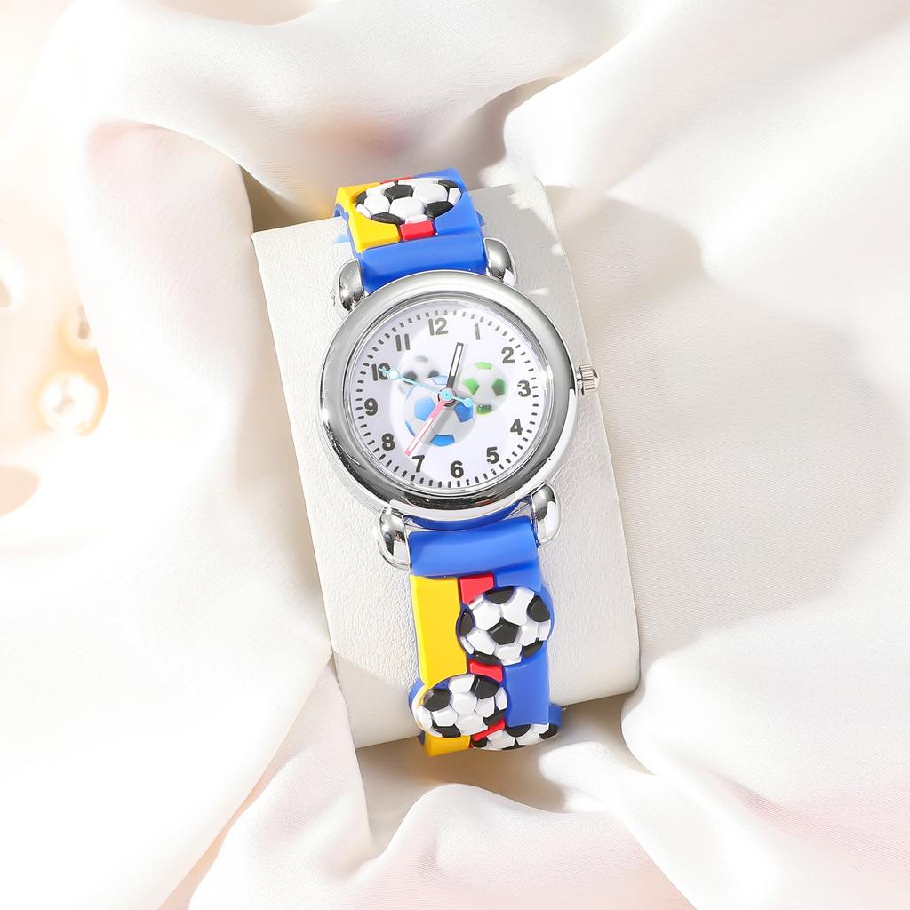 1pc/2pcs-Fashionable Cartoon Football Children's Quartz Watch, Watch Bracelet, Box Set, Ideal Choice for Gift Giving