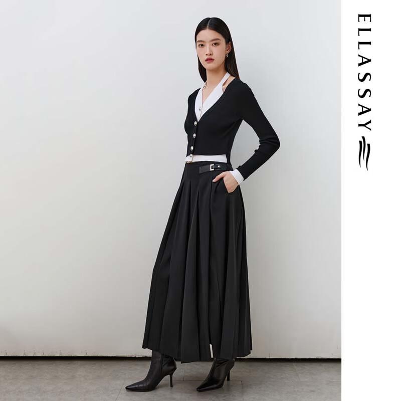 ELLASSAY Women's Contrast Halter V-Neck Knit Sweater