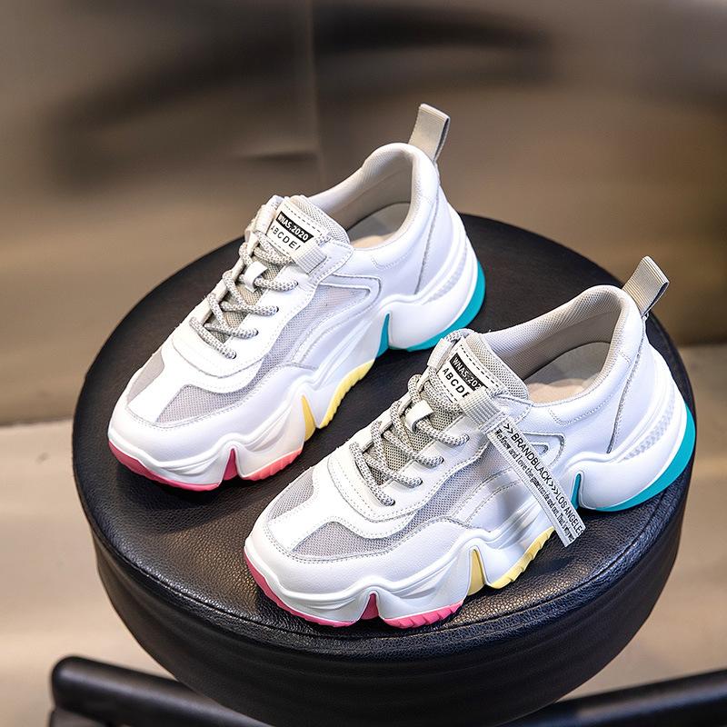 Dad Shoes Girl 2025 New Summer Breathable Casual Sports Versatile Shoes Children's Thick-soled Shallow Leather Women's Shoes Tide