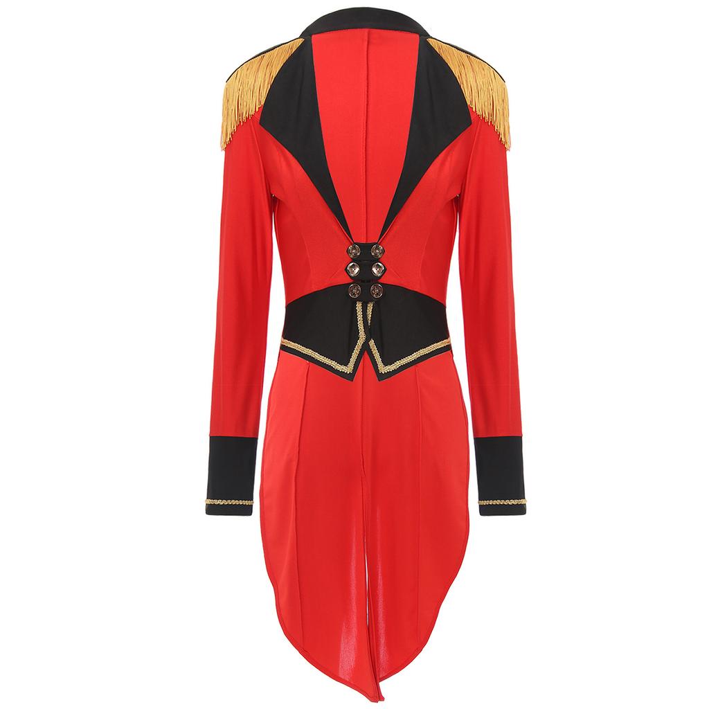 Womens Circus Ringmaster Tailcoat Double Breasted Deep V Neck Halloween Cosplay Jacket