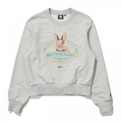 Animal Embroidery Sweatshirt  Light Gray 