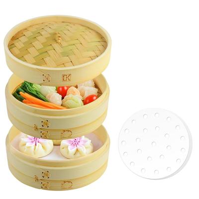 CORKAS 21cm Bamboo Steamer Home for Japanese Dim Healthy Steamed Commercial Includes 50 Steaming Respect for the Aged Day Gift - Use, Handmade,