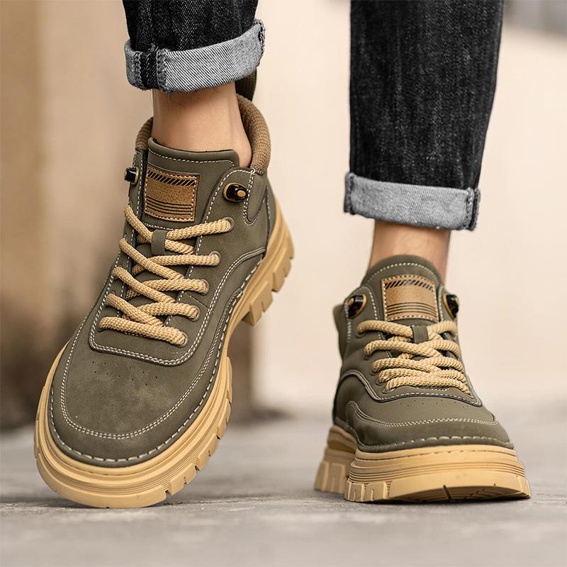 High top casual men's shoes Comfortable autumn and winter styles Daily office Outdoor quality thick soled warm shoes New Black
