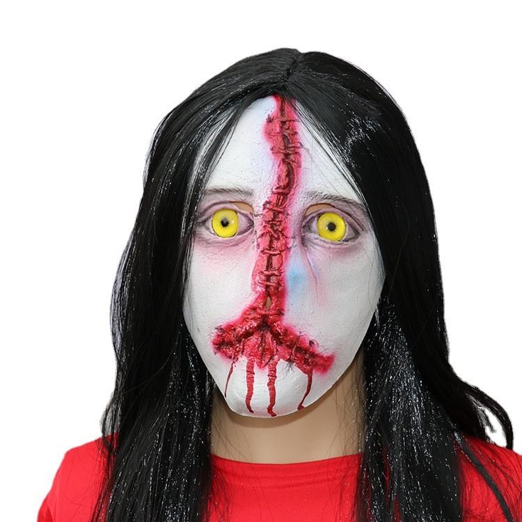Long Ghost Hair Face Cosplay Mask For Halloween Haunted House Escape Games