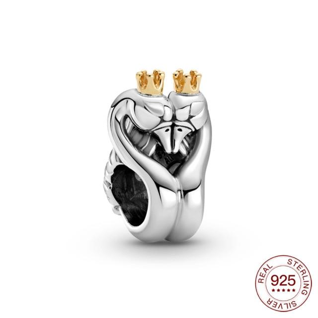 925 Silver Charm Two Tone Wedding Ring Charm Pendant For Original Panjia Necklace Women Fashion Jewelry Gift
