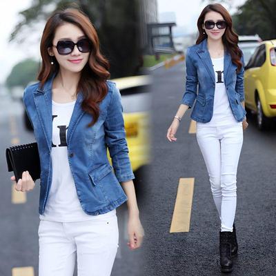 2023 Women's Fashionable Korean-Style Denim Jacket: Slimming, Short, Spring/Autumn Suit