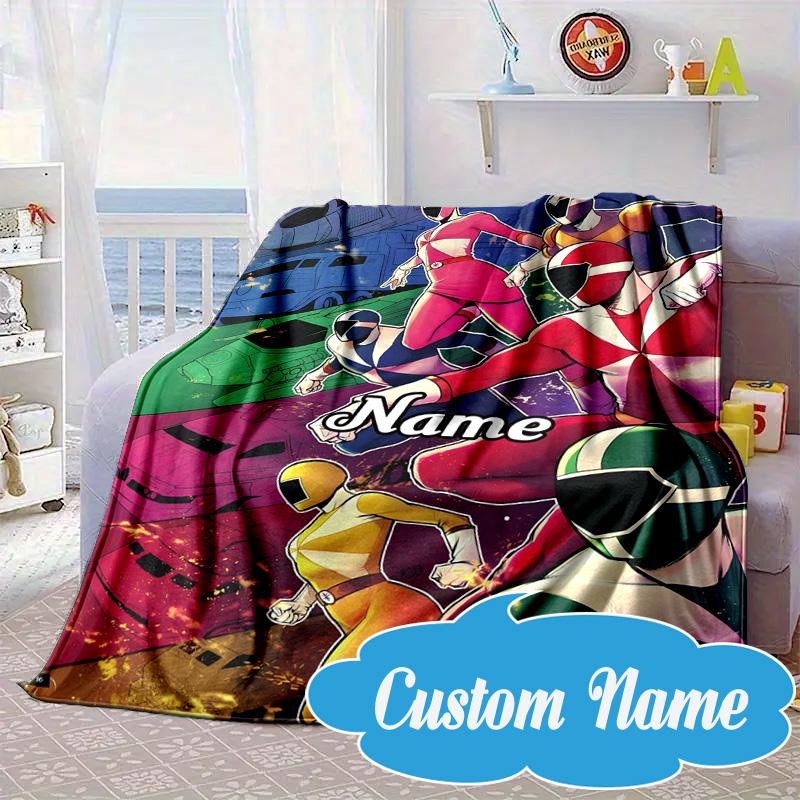 Custom Name Power-Rangers Heroes Blanket bed sofa Blanket Flannel Blanket for Camping, Hiking, Picnic Essentials,gift for Fan family