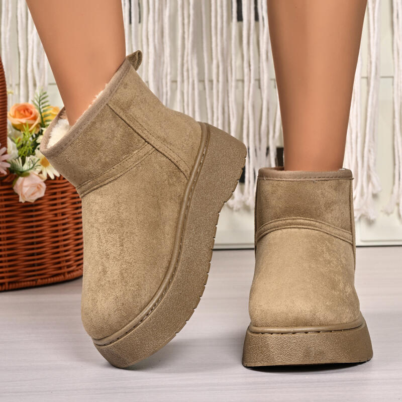 Fashion Warm Plush Brown Non Slip Snow Boots with Platform Women 2025 Winter Soft Thick Bottom Ankle Boots Fluffy Fur Woman's Shoes